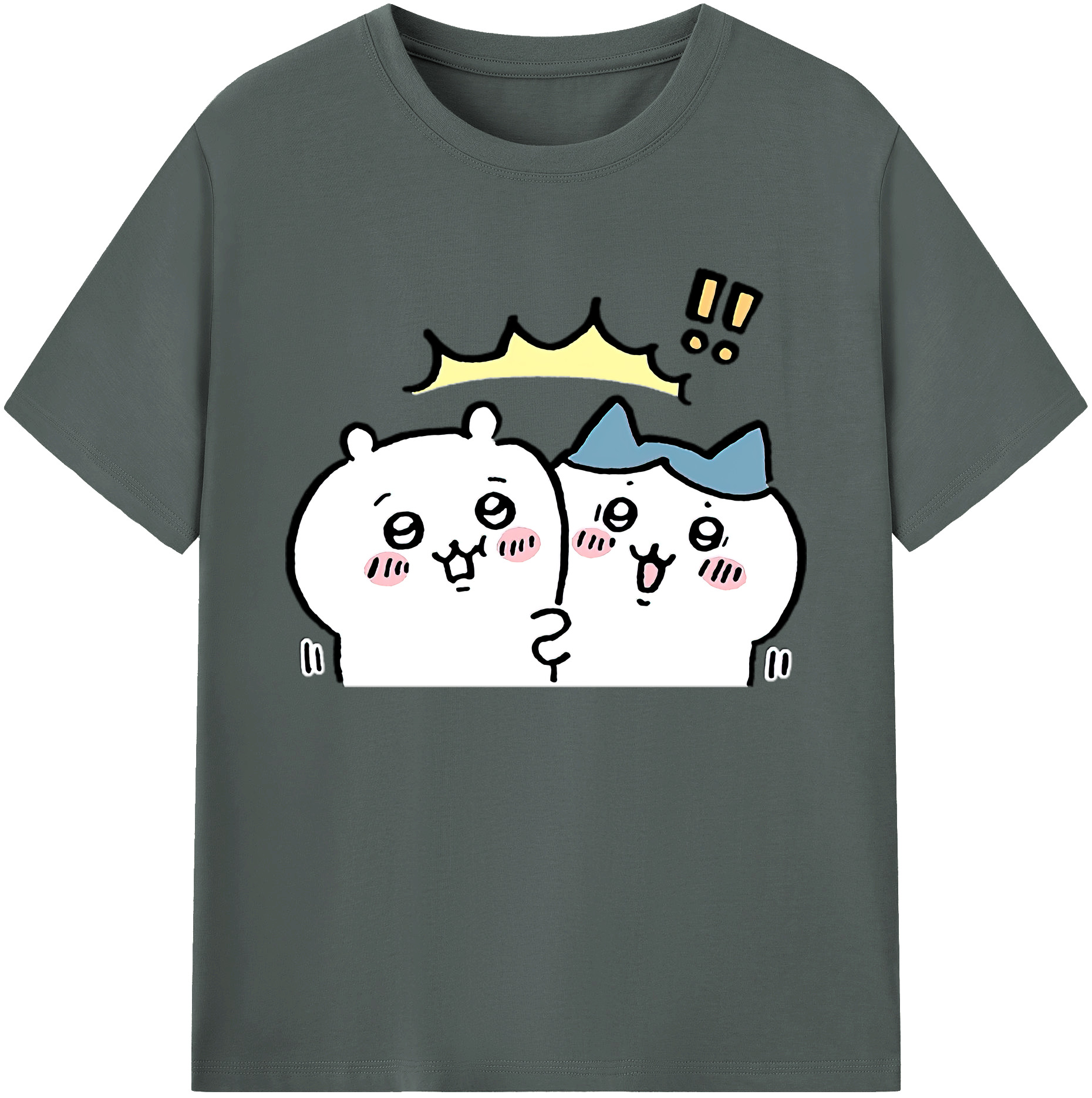 （画像用） ちいかわ ハチワレ Chii-kawa hachiware 綿100％ メンズ半袖Tシャツ｜肌触りやわらか＆通気性